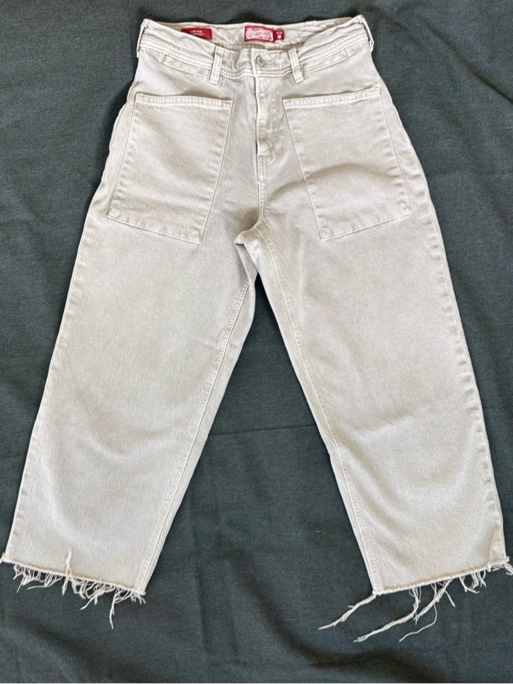 Lucky Brand Legend Patch Pocket High Rise Wide Leg Crop Jeans 8/29 Stone Grey